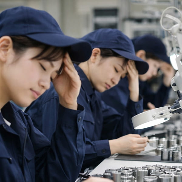 頭を抱える女性スタッフ